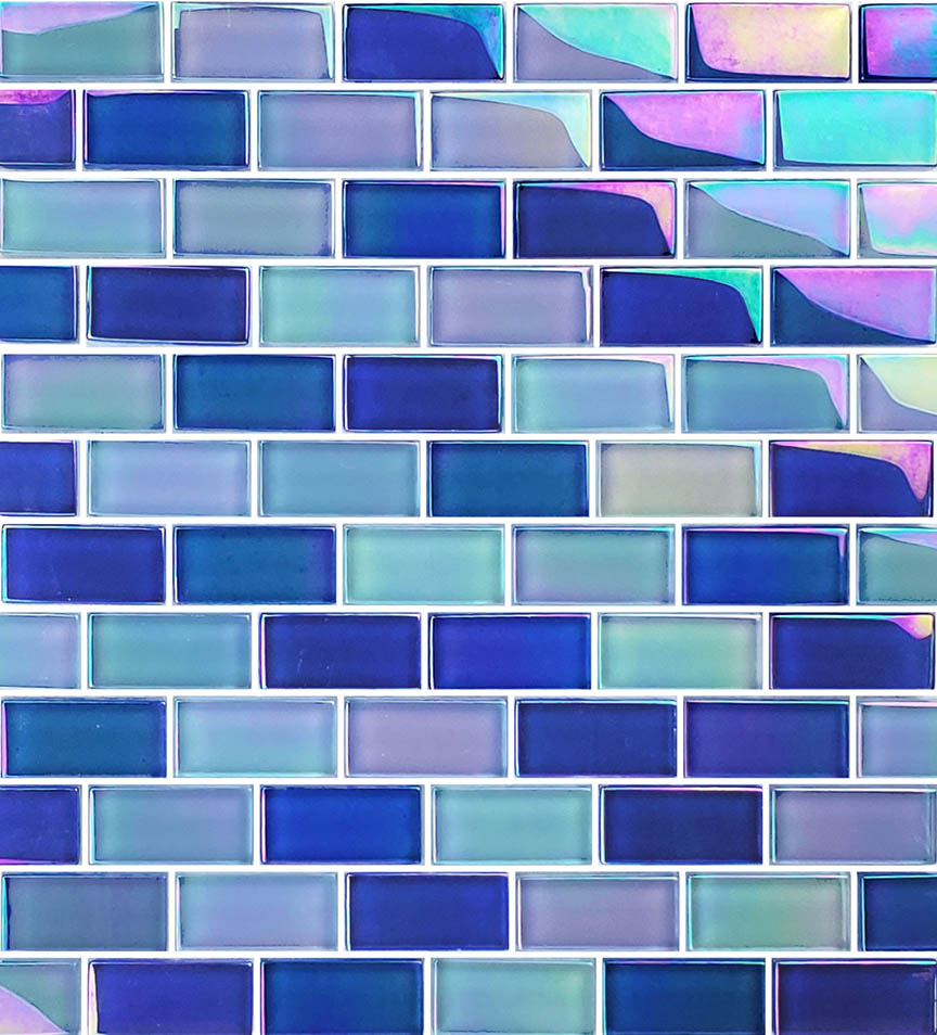 Iridescent glass mosaic tile brick plating crystal glass wall tile