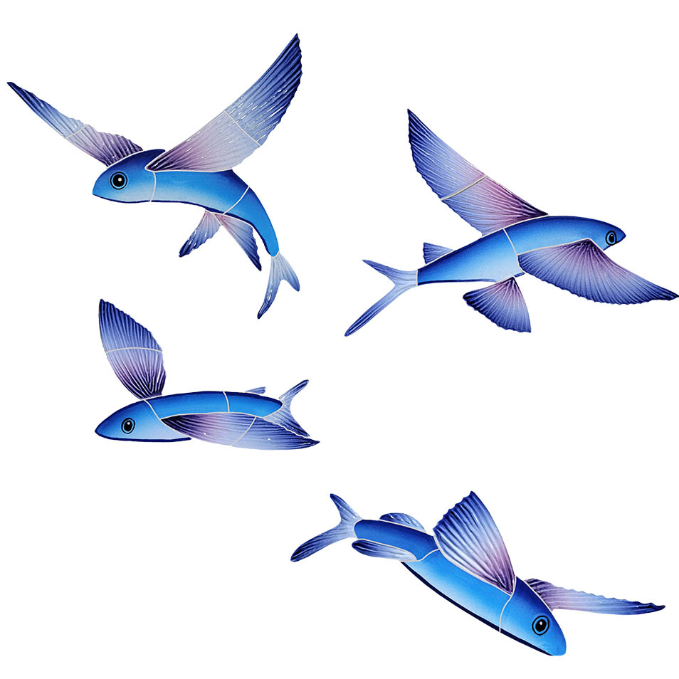 FLYING FISH SET OF 4 (FFSMCOS) - Artistry In Mosaics